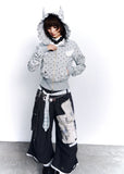 hooded jacket women, cropped hoodie women, polka dot hoodie, grunge outfit women, edgy outfit women, street style hoodie, punk style clothing, y2k edgy outfit, alternative fashion women, zip hoodie women, cropped jacket women, urban streetwear women, statement hoodie women, casual street outfit, rebellious fashion outfit, underground fashion women, dark aesthetic outfit, edgy streetwear women, lightweight jacket women, modern grunge fashion