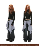 デストラクションハイカラーロングスリーブTシャツ