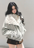 velvet winter jacket, korean fur jacket, lamb fur coat women, warm winter cotton jacket, thick cold proof coat, shearling velvet jacket, korean fashion outerwear, fw25 winter coat, fluffy winter jacket, womens warm jacket