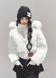 korean padded jacket women, thickened hooded puffer, winter cotton coat women, warm padded jacket, fur hood winter coat, white black winter puffer, fw25 korean outerwear, thick warm jacket women, hooded padded winter coat