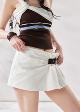 high waist mini skirt, belted mini skirt women, shirred waist skirt, irregular a line skirt, white mini skirt, black mini skirt, american style skirt, summer skirt women, korean fashion skirt, stylish casual skirt, trendy summer outfit, city style outfit women
