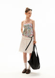 Asymmetric strap summer cami with a flared hem