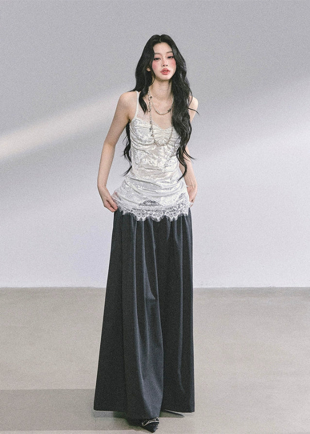 lace camisole, velvet lace top, sexy lace tank, Korean fashion camisole, French lace top, pure desire aesthetic top, Y2K lace cami, layered lace tank, Korean-American style top, elegant lace slip top, boutique lace camisole, sheer lace top, women's lace fashion, fall winter lace top, romantic lace camisole, hot girl lace top, aesthetic velvet cami, lace trim camisole, trendy Korean tops, feminine lace outfit