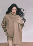 knit set, 3 piece knit set, cable knit sweater, cable knit shorts, knit scarf set, winter knit outfit, cozy knit loungewear, Korean style knit set, Korean fashion knitwear, oversized sweater set, fall winter knitwear, casual knit matching set, warm knitted outfit women, street style knit set, French chic knitwear, soft knit sweater, knit shorts outfit, scarf sweater set women, aesthetic knit outfit