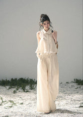 aomalm set, lace top set, ivory summer set, korean fashion set, feminine two piece set, romantic lace blouse, early summer outfit women, soft girl set, ivory skirt set, ivory pants set, elegant summer co ord, korean feminine outfit