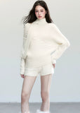 Fragileheart knit set, ivory scarf sweater, luxury Korean fashion, quiet luxury womenswear, bat sleeve knit top, pastel noir aesthetic, winter soft outfit, elegant white sweater set, K-fashion 2025, minimalist luxury knitwear, off-shoulder knit top, cozy feminine fashion, modern Korean outfit, refined winter style