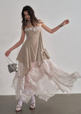 JNYLON layered sundress women, Korean romantic fairy dress, irregular embroidery slip dress, stylish Korean fashion maxi dress, natural beauty layered dress women, trendy Korean street romantic outfit, embroidered lace sundress Korean style, lightweight spring layered dress women, chic natural aesthetic dress, Korean fashion fairycore dress, modern Korean feminine sundress