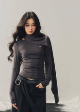 wool long sleeve top women, winter base layer women, waist fitted t shirt women, korean minimal top, refined women basics, soft wool tee women, elegant winter layering top, premium women knitwear, aomalm top style, understated luxury clothing, modern women long sleeve, versatile winter top, slim fit wool t shirt, daily wear women top, minimal winter essential
