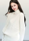 Fragileheart knit set, ivory scarf sweater, luxury Korean fashion, quiet luxury womenswear, bat sleeve knit top, pastel noir aesthetic, winter soft outfit, elegant white sweater set, K-fashion 2025, minimalist luxury knitwear, off-shoulder knit top, cozy feminine fashion, modern Korean outfit, refined winter style