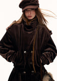 fleece jacket dress women, flower hem jacket skirt, y2k jacket dress, retro winter dress women, waist defined fleece coat, high fashion winter outfit, street style jacket dress, trendy fleece dress women, premium winter fashion women, mamc dress style, sculpted hem jacket, fashion mini coat dress, autumn winter statement dress, y2k streetwear women, high end casual dress