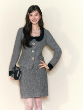 Waist top straight shoulder high waist skirt suit