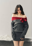AOMALM sweater dress, off shoulder knit dress, one shoulder winter dress women, hip hugging knit dress, Korean aesthetic dress, feminine mini sweater dress, American style knit dress, winter slim dress women, cozy knit mini dress, contrast neckline dress, soft feminine winter outfit
