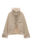 bat sleeve fleece jacket women, lamb wool winter jacket, y2k oversized fleece, loose fit winter top, high end casual jacket women, street style fleece jacket, premium lamb wool coat, cozy oversized jacket, trendy winter outerwear, mamc jacket style, batwing sleeve jacket, relaxed fit fleece coat, fashion winter jacket women, y2k streetwear outerwear, plush fleece jacket