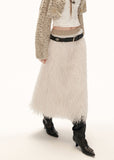 fringe midi skirt women, feather texture skirt, y2k statement skirt, high fashion winter skirt, textured white skirt women, street style midi skirt, trendy fringe skirt, premium women skirt, modern street skirt, mamc skirt style, 3d fringe skirt, fashion midi skirt women, elegant statement skirt, winter fashion skirt, y2k streetwear skirt