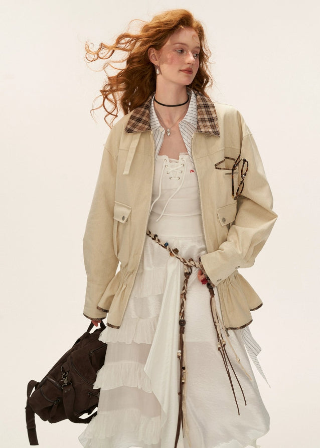 fur collar cargo jacket women, detachable fur utility coat, retro waist cargo jacket fw2025, luxury street winter jacket women, korean vintage military coat, feminine cargo jacket 2025, sculpted waist fur trim jacket, premium fall winter outerwear, nowa tokyo street luxe coat