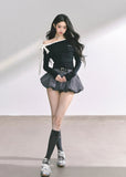 korean off shoulder ribbon top, korean hot girl long sleeve shirt, seoul street fashion top women, korean sexy slim fit long sleeve, off shoulder tie top women, korean modern chic top, korean autumn off shoulder blouse, kfashion minimalist street top, korean elegant bow top, seoul inspired off shoulder outfit, hot girl shoulder tie design, korean feminine streetwear, off shoulder stylish korean shirt, trendy long sleeve fall top, korean fashion black white slim top