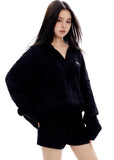 Polo collar loose long-sleeved pullover top casual shorts