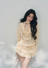 aomalm dress, ruffle mini dress, pink chiffon dress, feminine korean dress, romantic summer dress, layered mini dress, korean fashion dress, soft girl dress, vacation dress women, summer date outfit, blush ruffle dress, french romantic dress