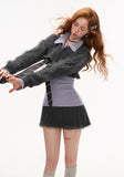 College style short sweater tops with fur pit short skirt pants