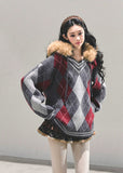 winter argyle sweater, Korean knit top, AOMALM sweater, women’s loose knit, autumn winter pullover, retro college sweater, oversized V-neck knit, diamond pattern sweater, warm winter top, Korean fashion 2025, preppy style sweater, soft knit pullover, cozy oversized sweater, streetwear knit top, feminine winter outfit, hot girl winter fashion, wool-like knit sweater, Korean argyle pullover, aesthetic winter top, cute winter sweaters for women