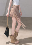 Taupe layered ruffle mini skirt