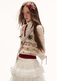 fair isle knit vest women, y2k sweater vest, halter neck knit top, v neck knit vest, street style knitwear women, autumn winter knit vest, retro pattern sweater, layered knit top women, casual street knit vest, trendy y2k top women, fashion knit vest, mamc knit style, cozy streetwear knit, versatile sweater vest, women street fashion top