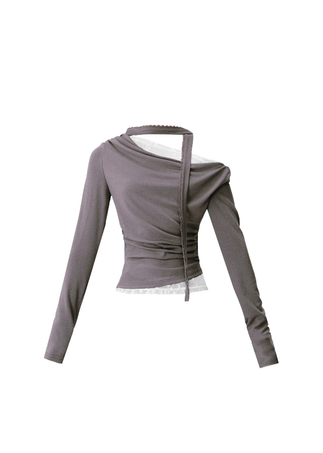 The Migratory Lace Sonata Set drapes the body in Fragileheart’s signature melancholy elegance. A soft ashen knit wraps asymmetrically over lace, revealing just enough fragility beneath structure. Paired with a flowing skirt trimmed in translucent lace, it moves like twilight — graceful, introspective, and quietly magnetic.