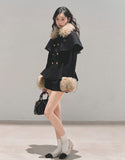 AOMALM winter set, Korean feminine coat set, faux fur cape coat, winter two piece outfit women, wool coat skirt set, rich daughter style winter, Korean luxury winter outfit, feminine winter suit, faux fur collar coat women, elegant winter set, soft girl winter fashion, Korean aesthetic winter wear, classy winter outfit women, short skirt winter set, luxury wool coat women