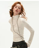 デストラクションハイカラーロングスリーブTシャツ