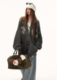 fringed knit sweater women, patchwork sweater jacket, y2k oversized knit, loose fit winter sweater, street style knitwear women, premium casual sweater, lazy fit knit top, autumn winter knitwear, trendy fringe sweater, mamc sweater style, oversized street sweater, casual knit jacket women, fashion patch knit, y2k fashion sweater, long sleeve knit top