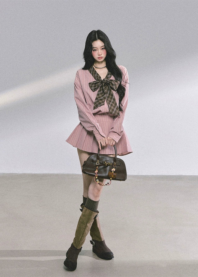 french stripe shirt dress, korean bow dress women, autumn long sleeve shirt dress, plaid bow korean dress, seoul fashion stripe dress, french slim fit dress women, hepburn stripe dress, korean office outfit women, fall korean fashion dress, soft academia dress outfit, preppy bow tie dress, korean street style shirt dress, elegant stripe mini dress, korean classy shirt dress, women’s fall fashion 2025