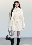 Fragileheart wool coat, scarf collar jacket, ivory belted coat, luxury Korean fashion, quiet luxury outerwear, pastel noir aesthetic, elegant winter coat, K-fashion 2025, soft feminine style, minimalist wool wrap, chic winter outfit, modern elegant outerwear, white long coat, sophisticated Korean womenswear
