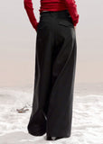 Fragile Heart wide leg pants, draped suit trousers, Korean chic trousers women, elegant flow pants, soft feminine wide pants, black draped trousers, beige wide-leg pants Korean, romantic casual pants, stylish long drape slacks, winter Korean fashion bottoms, gentle silhouette trousers, AW feminine wide-leg style