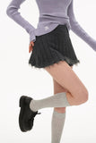College style short sweater tops with fur pit short skirt pants
