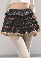 maillard skirt, plaid puff skirt, puffy cake skirt, high waist mini skirt, Korean fashion skirt, AOMALM skirt, autumn winter mini, layered ruffle skirt, tiered plaid skirt, cottagecore plaid skirt, feminine Korean style, winter mini skirt, warm plaid mini, puff silhouette skirt, checkered puffy skirt, high waist ruffle mini, A-line puff skirt, cute winter skirt, soft girl style skirt, kawaii mini skirt, stylish puffy skirt