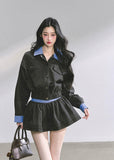 korean cargo skirt set women, hepburn style two piece set, korean fashion autumn suit, utility jacket mini skirt outfit, seoul street style set, french inspired outfit women, chic korean jacket skirt, black cargo jacket women, korean preppy style outfit, modern elegant korean fashion, hepburn mini skirt set, high end autumn women set, korean two piece skirt set, cargo chic streetwear women, korean hot girl outfit fall