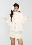 white wool jacket, draped scarf collar coat, 4muggle stylish winter coat, cropped woolen jacket women, elegant white winter top, luxury chic outerwear, autumn winter wool coat, pure white fashion coat, modern scarf neck jacket, classy winter city girl look, refined wool jacket woman, stylish winter outfit, warm chic cropped coat