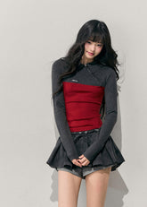 women knit top, slim polo top, long sleeve knit shirt, korean style top, feminine knitwear, autumn winter top, polo collar knit, slimming top women, stretch knit shirt, casual knit top, soft feminine top, layered winter top, everyday knitwear, stylish women top, minimal knit top, korean fashion women, fall winter clothing, waist slimming top, modern knit shirt, chic knit top