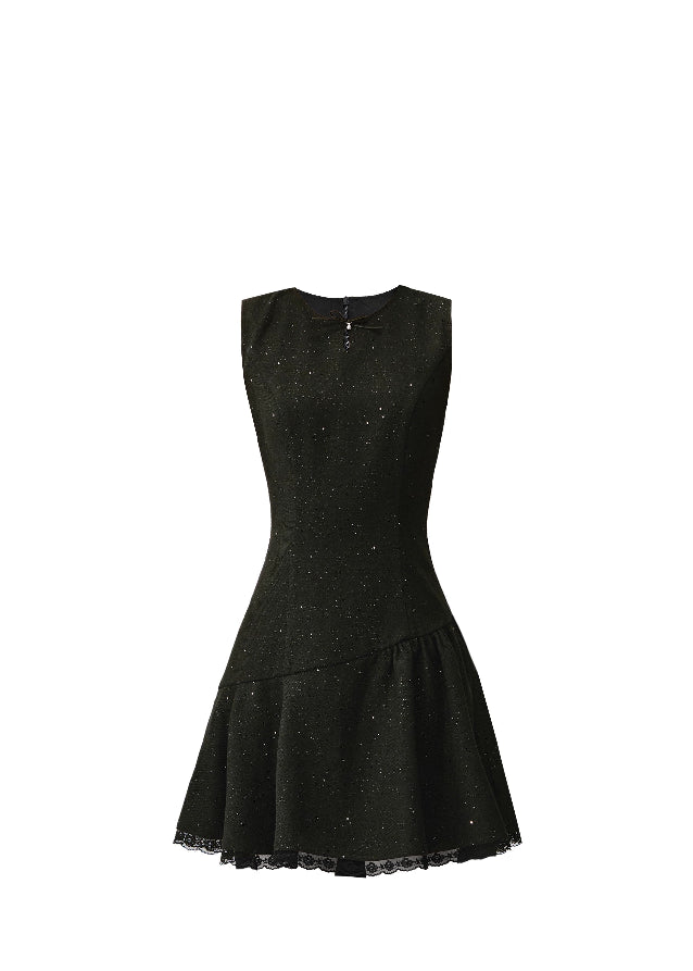 A constellation of refinement — the Noir Étoile Ensemble merges classic Parisian tailoring with Fragileheart’s pastel-noir sensuality. The cropped glitter tweed jacket and sculpted mini dress shimmer with quiet confidence, revealing both softness and strength. Perfect for evenings when sophistication meets modern rebellion.