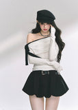 korean off shoulder ribbon top, korean hot girl long sleeve shirt, seoul street fashion top women, korean sexy slim fit long sleeve, off shoulder tie top women, korean modern chic top, korean autumn off shoulder blouse, kfashion minimalist street top, korean elegant bow top, seoul inspired off shoulder outfit, hot girl shoulder tie design, korean feminine streetwear, off shoulder stylish korean shirt, trendy long sleeve fall top, korean fashion black white slim top