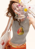 tank top women, summer 2026 outfits, casual summer outfits women, fruit print top, pear print tank top, korean fashion top, picnic outfit women, brunch outfit women, casual outfit ideas, slim fit tank top women, aesthetic outfit women, lightweight summer top, everyday casual top, cute summer top, trendy graphic tank, vintage style tank top, fashion summer top, sleeveless crop top women, versatile summer top, playful outfit women