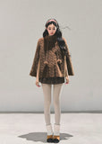 lamb wool cloak women, korean cape jacket, brown winter warm top, shearling cape coat, lambcore winter outerwear, mocha wool cloak, fw25 warm jacket women, poncho style winter coat, stand collar wool cape, cozy brown winter top