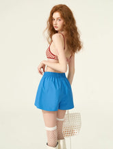 Lace plaid bra camisole tank-top with chest pad top