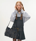 Denim short suspender dress
