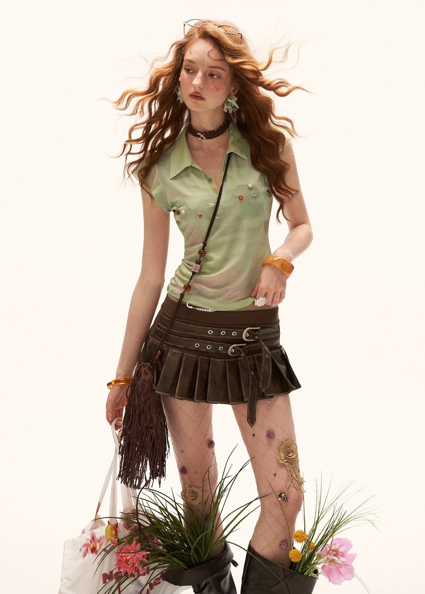summer 2026 outfits, summer outfit ideas, vacation outfit women, brunch outfit women, picnic outfit women, casual summer outfits women, sheer green top, vintage polo top women, flutter sleeve blouse, beaded summer top, french vintage outfit, european summer outfit, lightweight summer blouse, romantic summer fashion, soft aesthetic clothing