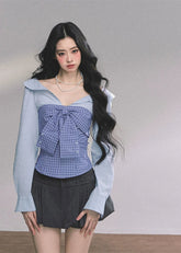 Belle Corsetée Striped Bow Blouse