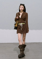 Contrast Spliced Cotton Skirt