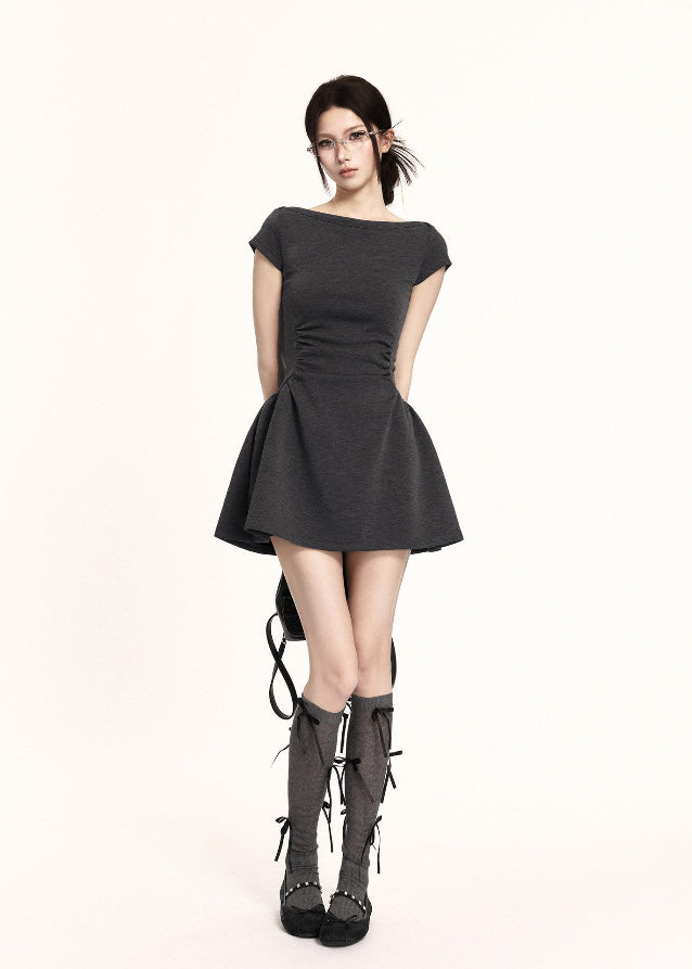 boat neck dress women, mini dress women, a line dress women, korean fashion dress, slim fit dress women, elegant mini dress, structured dress women, summer outfit ideas, work outfit women, chic minimal dress, short sleeve dress women, parisian style dress, casual elegant outfit, everyday dress women, flattering waist dress, modern feminine outfit, clean silhouette dress, office casual dress, simple elegant dress, refined mini dress
