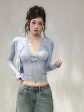 Argyle Knit Cardigan & Halter Top Set