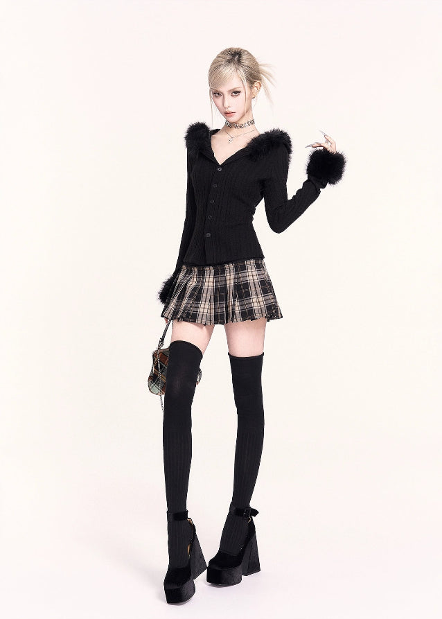 VOCK, y2k skirt, plaid pleated skirt, fake two-piece skirt, layered mini skirt, Shibuya hot girl style, Japanese street fashion, plaid mini skirt women, slim pleated skirt, K-fashion skirt, short skirt street style, aesthetic mini skirt, retro plaid skirt, schoolgirl pleated skirt, trendy 2025 skirt, streetwear mini skirt women, VOCK plaid skirt, spliced design skirt, kawaii dark fashion skirt